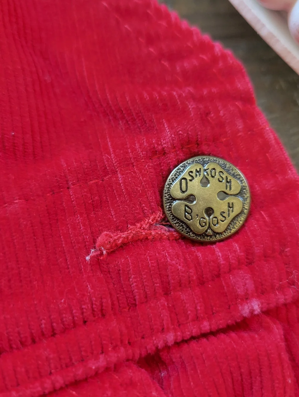 Vintage OshKosh B’Gosh Vestbak Red Corduroy Overalls Made In USA 90s Hockey Line